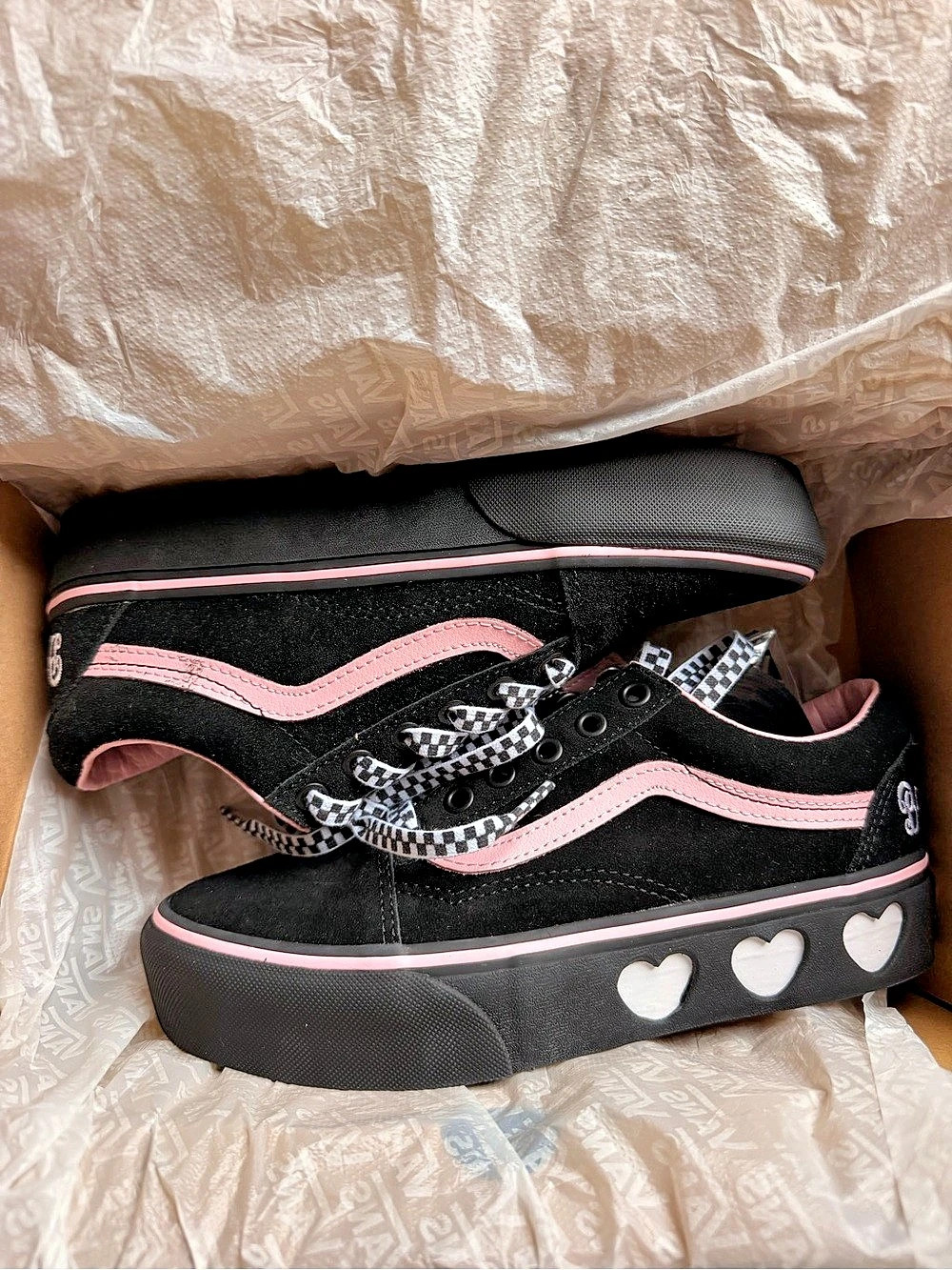 Vans x Lazy Oaf Old Skool Platform Checkered Black & Pink US 7